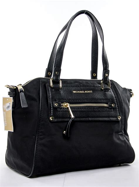 michael kors black nylon tote|Michael Kors black ribbed purses.